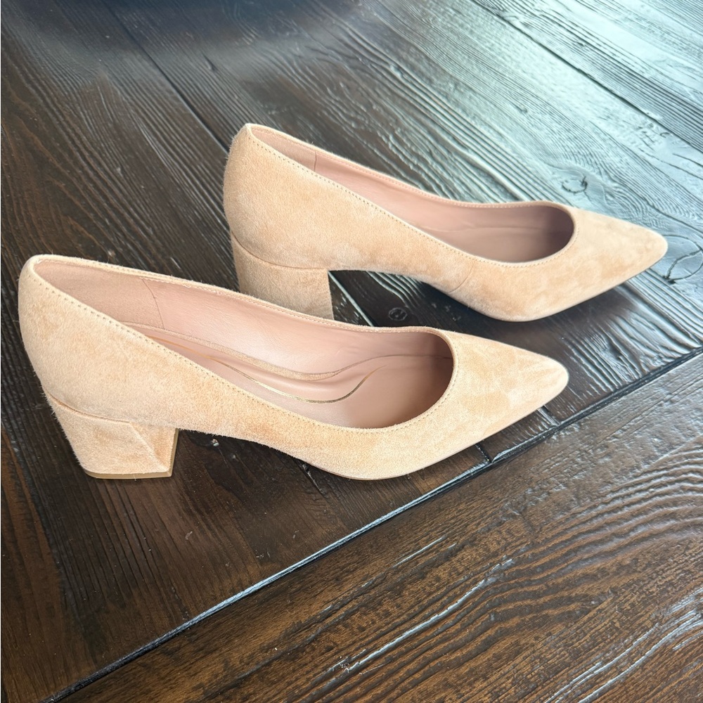 Brand New With Receipt! 
Cole Haan - Tan Suede Block Heel Pumps - 7.5